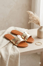 Metallic Slide Sandals 0034