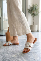 Metallic Slide Sandals 0034