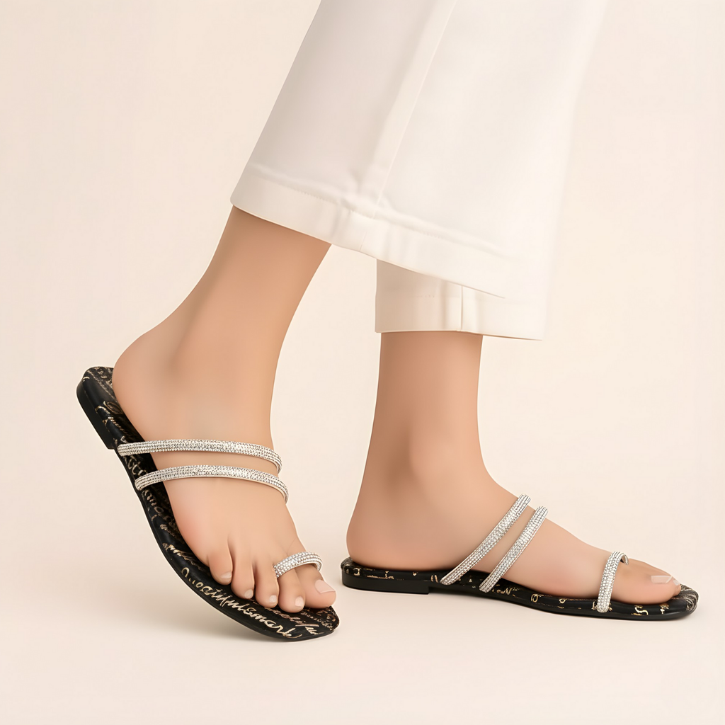 Glam Crystal-Strap Sandals