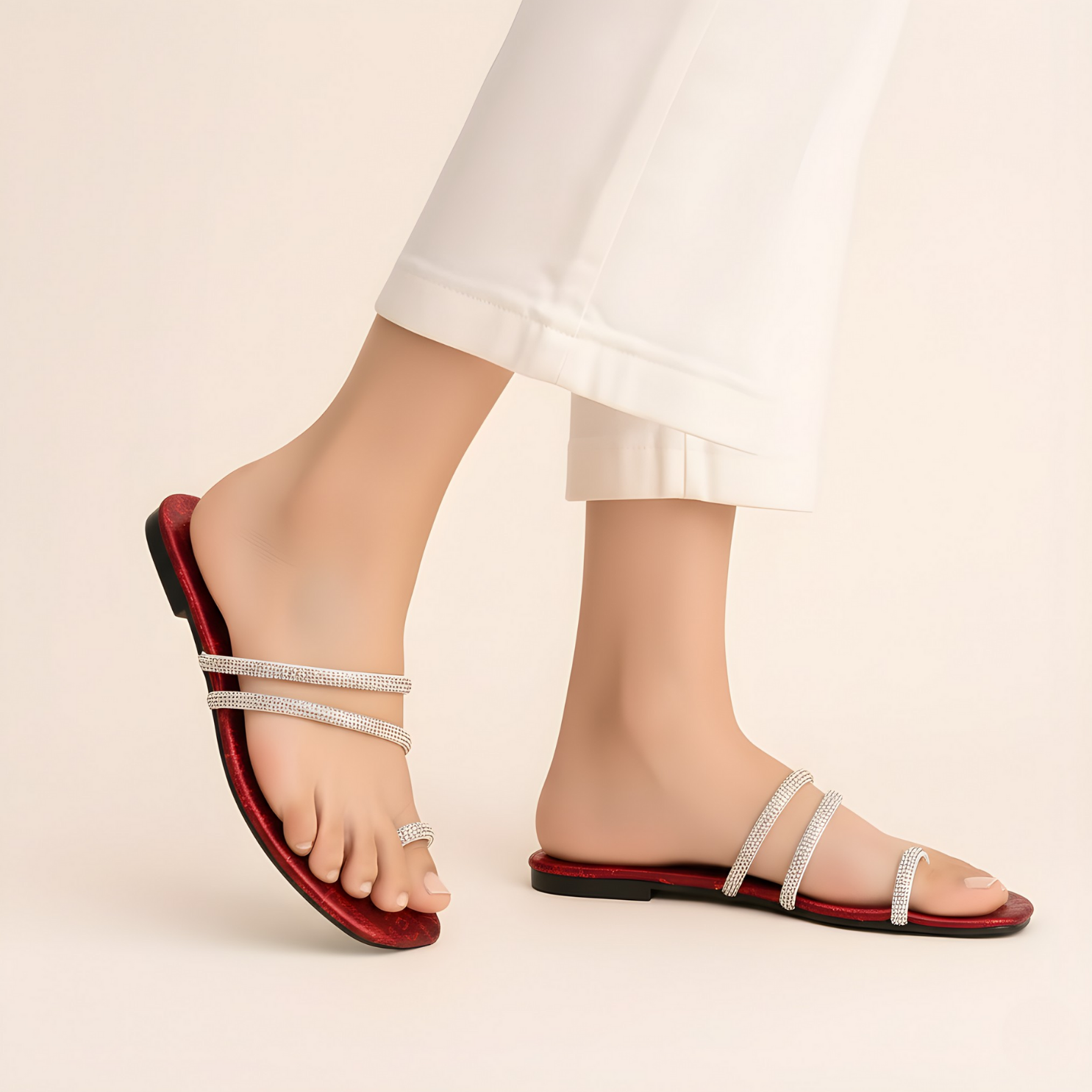 Glam Crystal-Strap Sandals