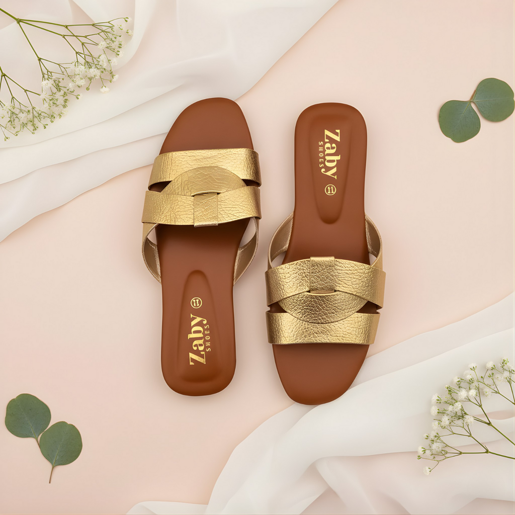 Metallic Slide Sandals