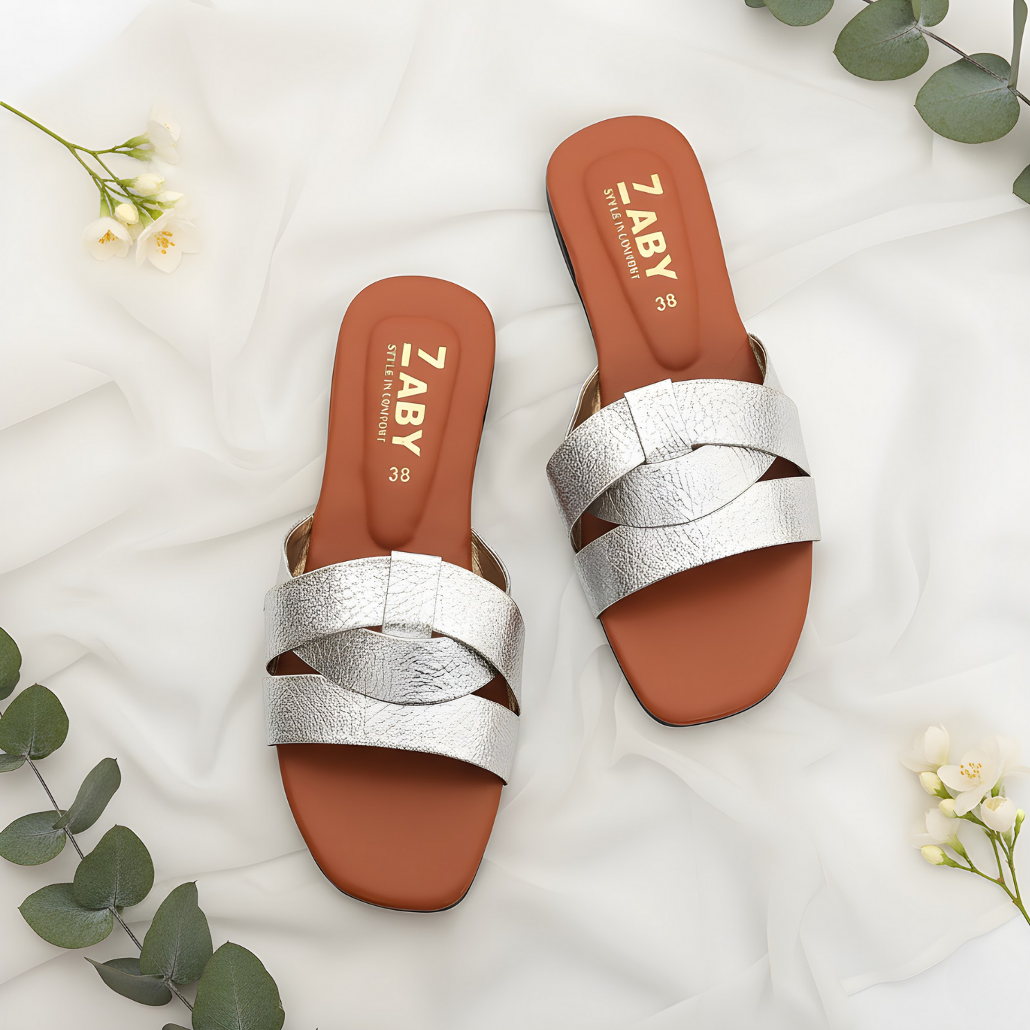 Metallic Slide Sandals