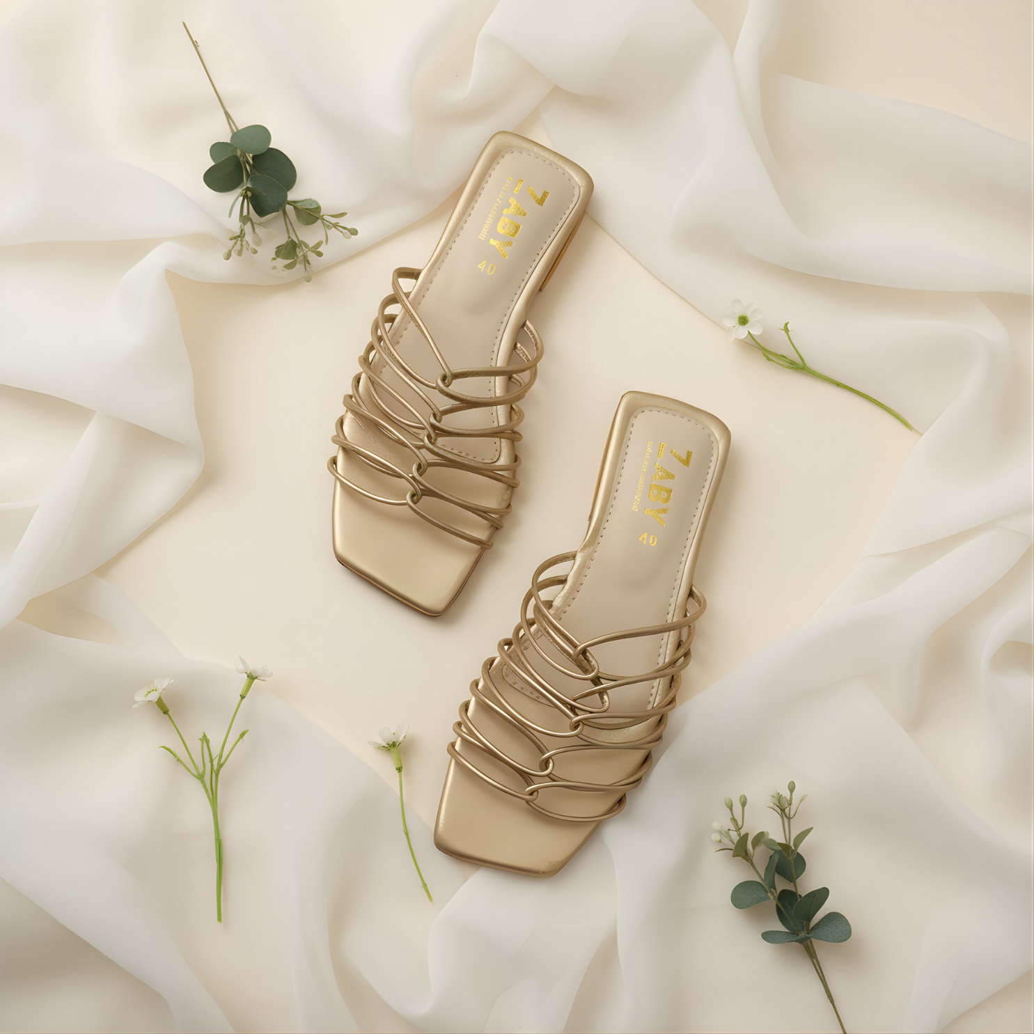 Strappy Square-Toe Sandals