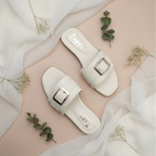 white buckle mantel sliperes