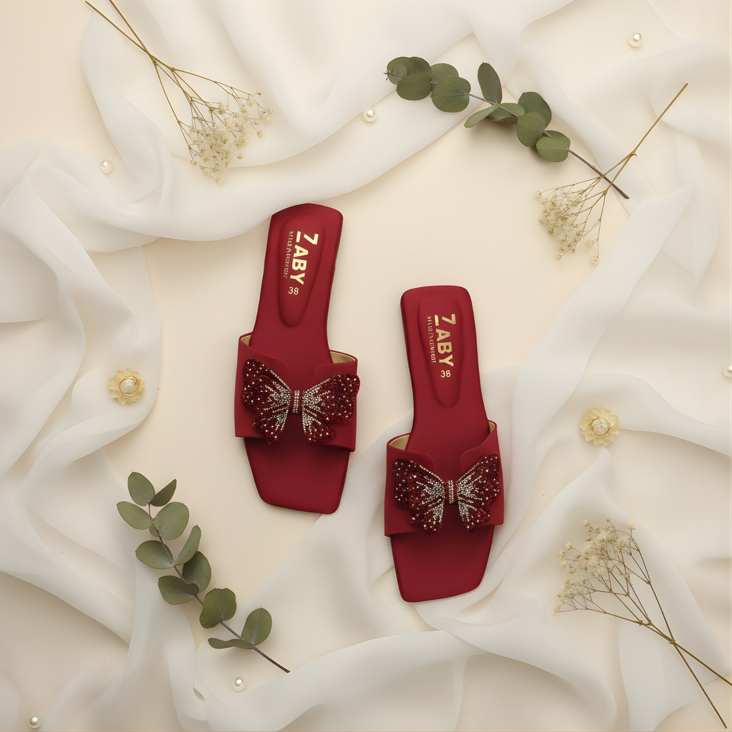 Butterfly slippers stone