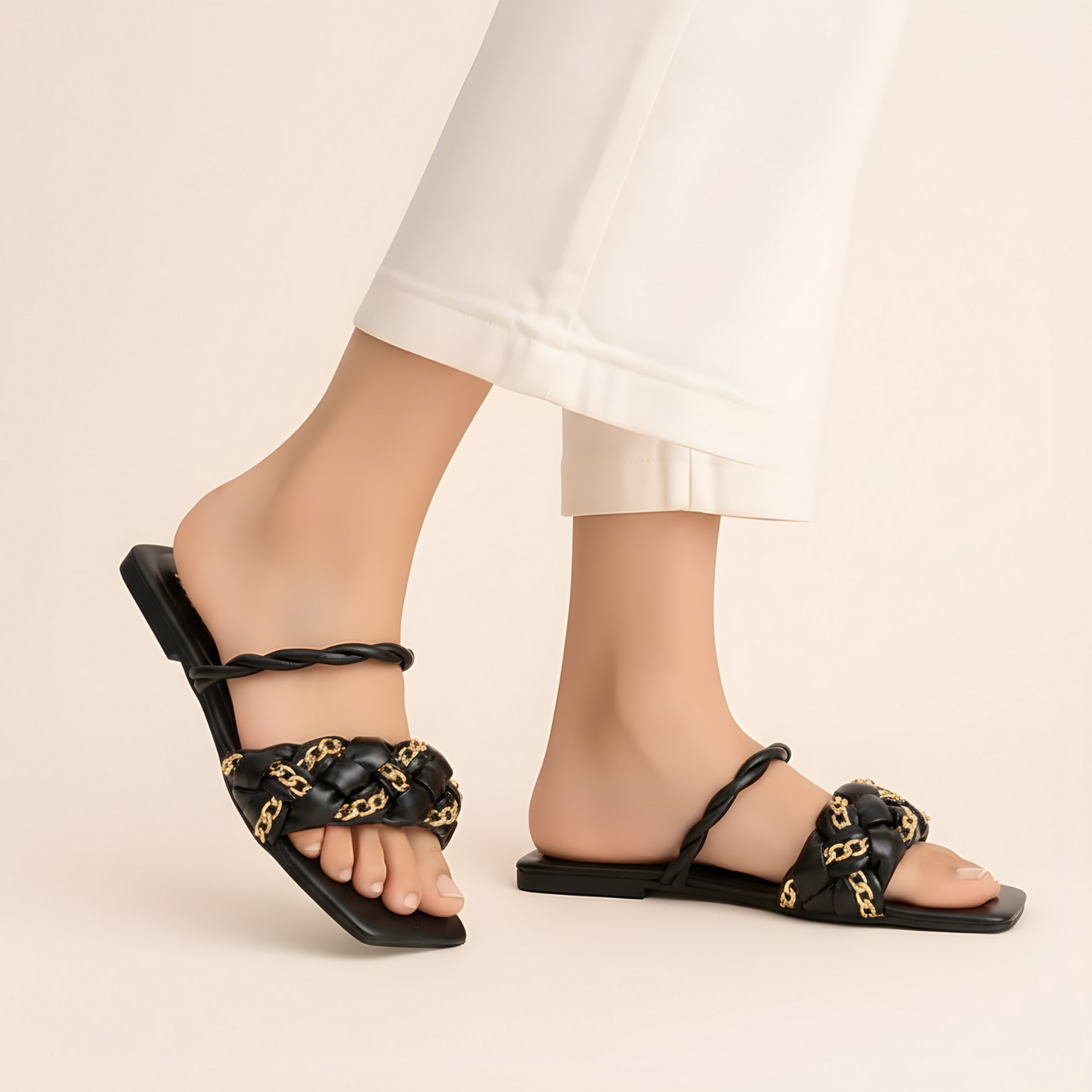 Chain Style Slide Sandals