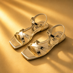Golden Luxe Cross Strap Sandals 0065