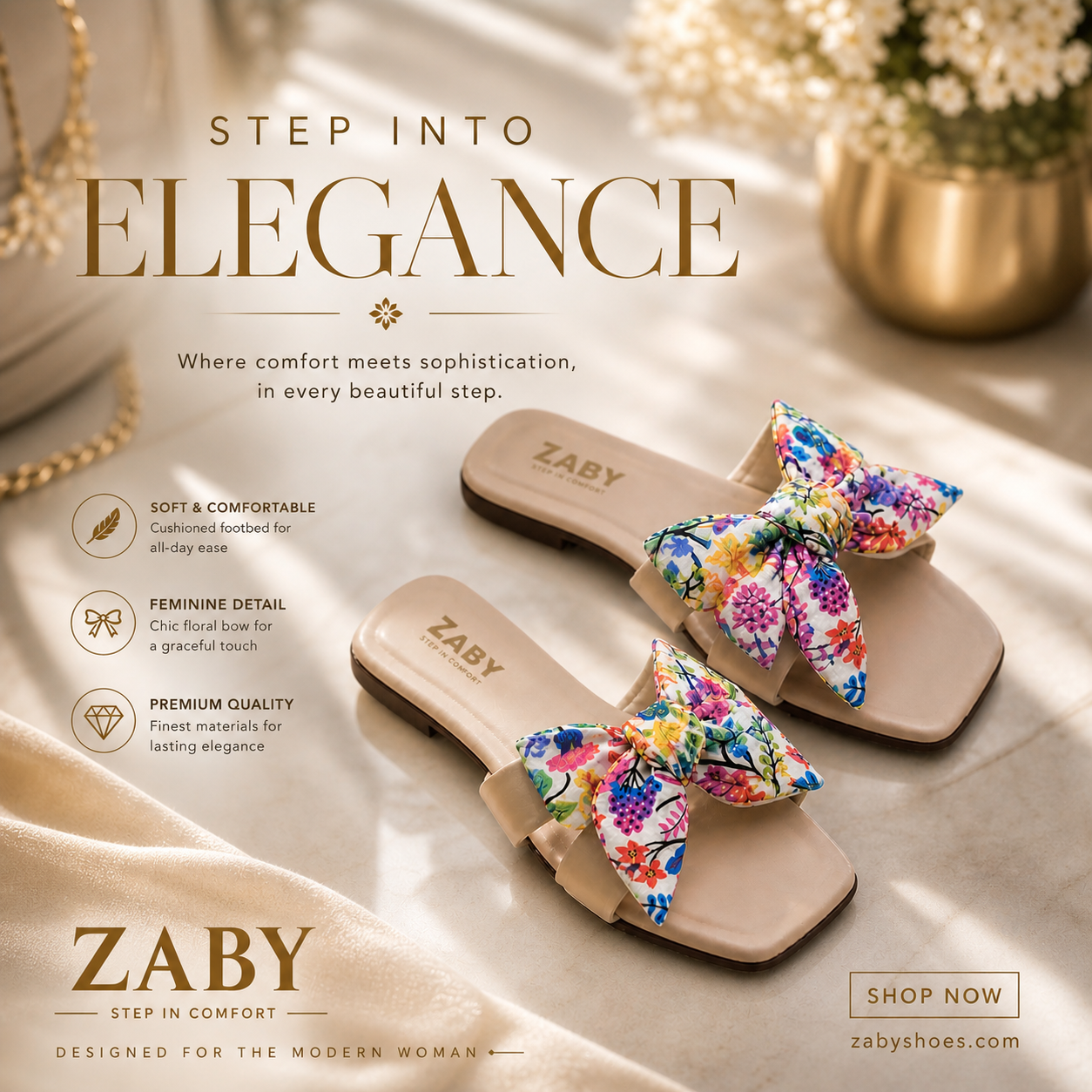 Flora Knot Comfort Slides 0052
