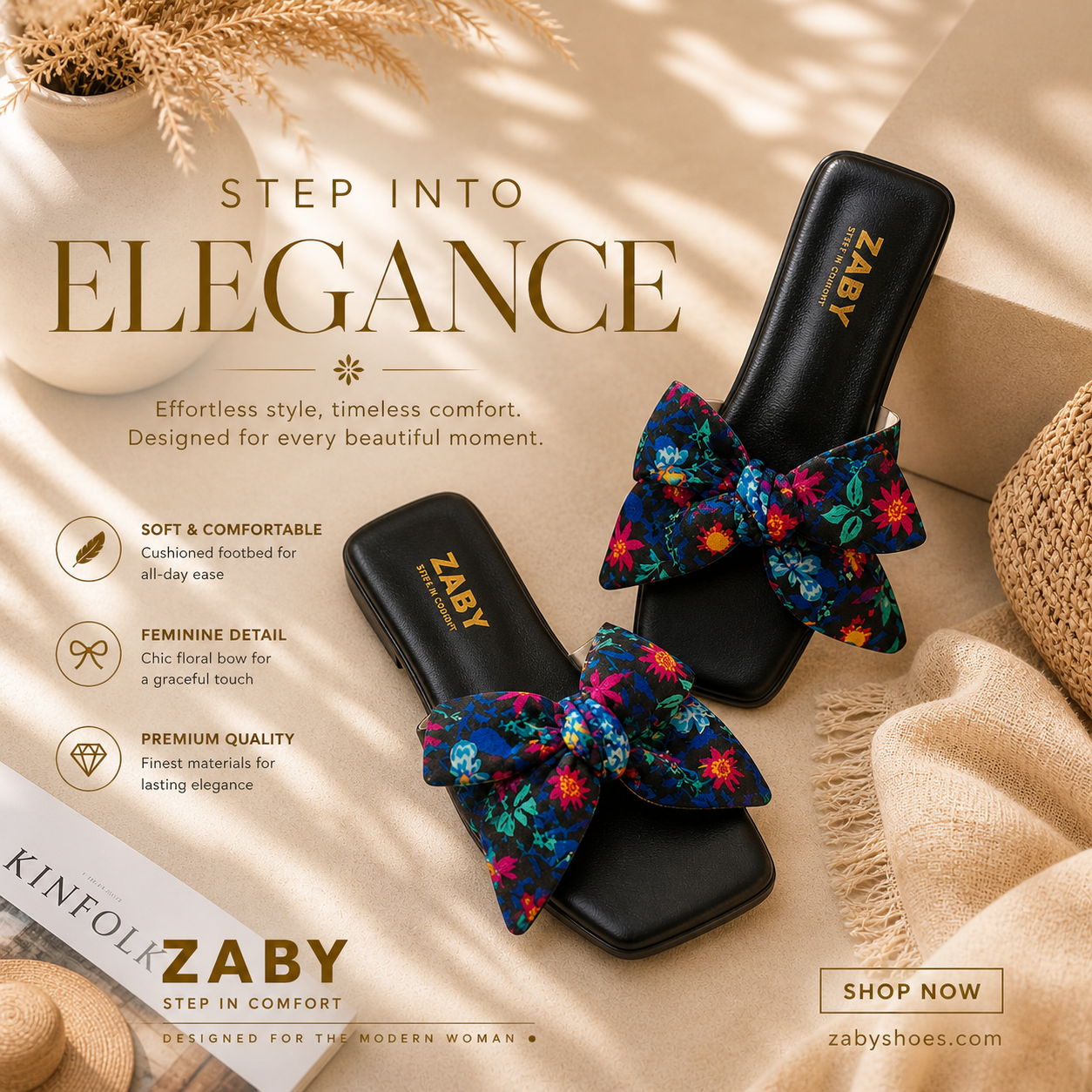 Flora Knot Comfort Slides 0052