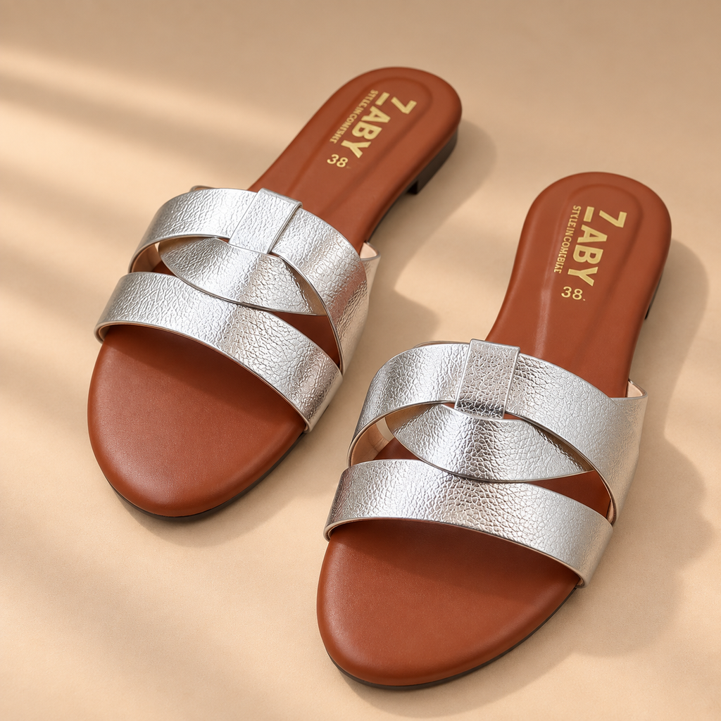 Metallic Slide Sandals 0034