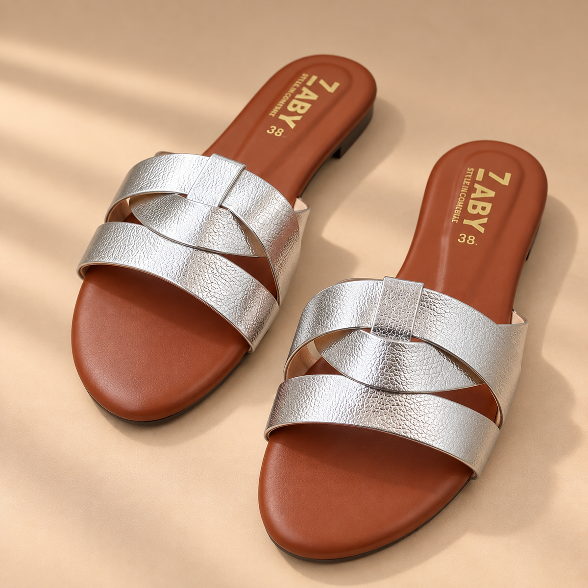 Metallic Slide Sandals 0034