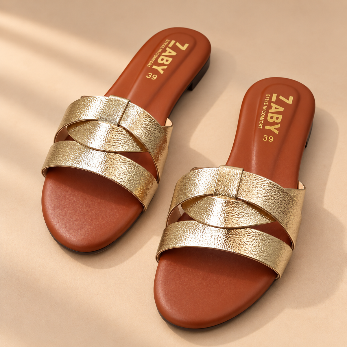 Metallic Slide Sandals 0034
