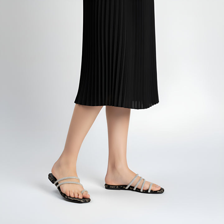 Glam Crystal-Strap Sandals