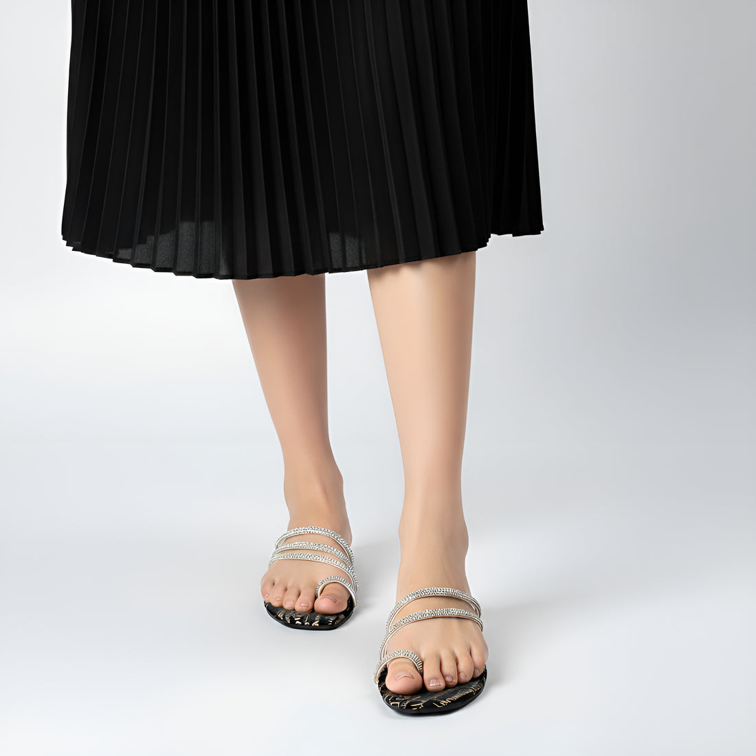 Glam Crystal-Strap Sandals